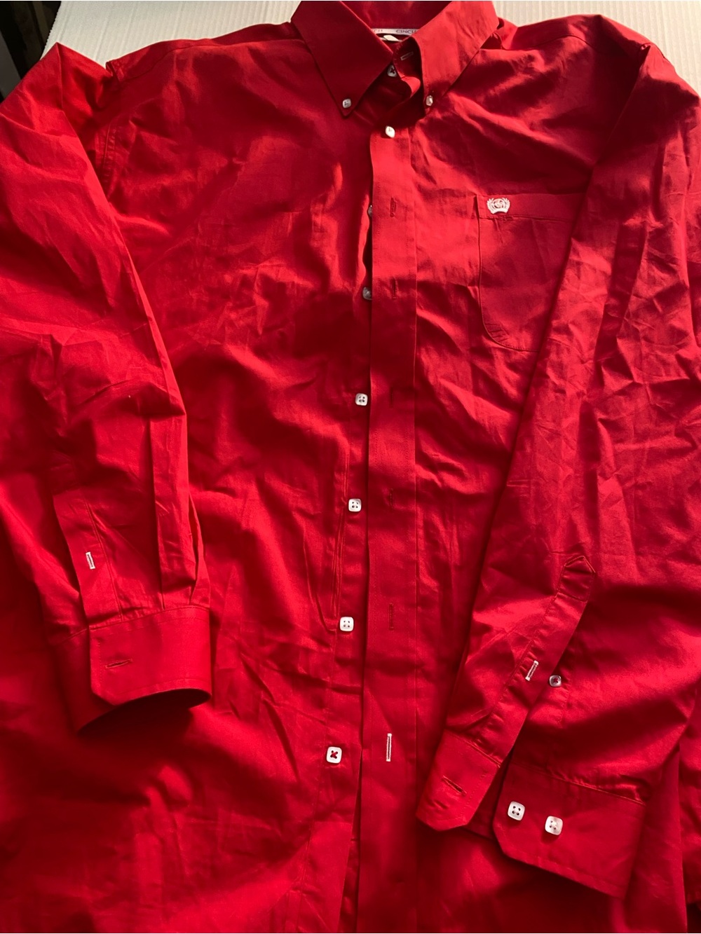 Cinch Men's Bright Red Button-Down Dress Shirt